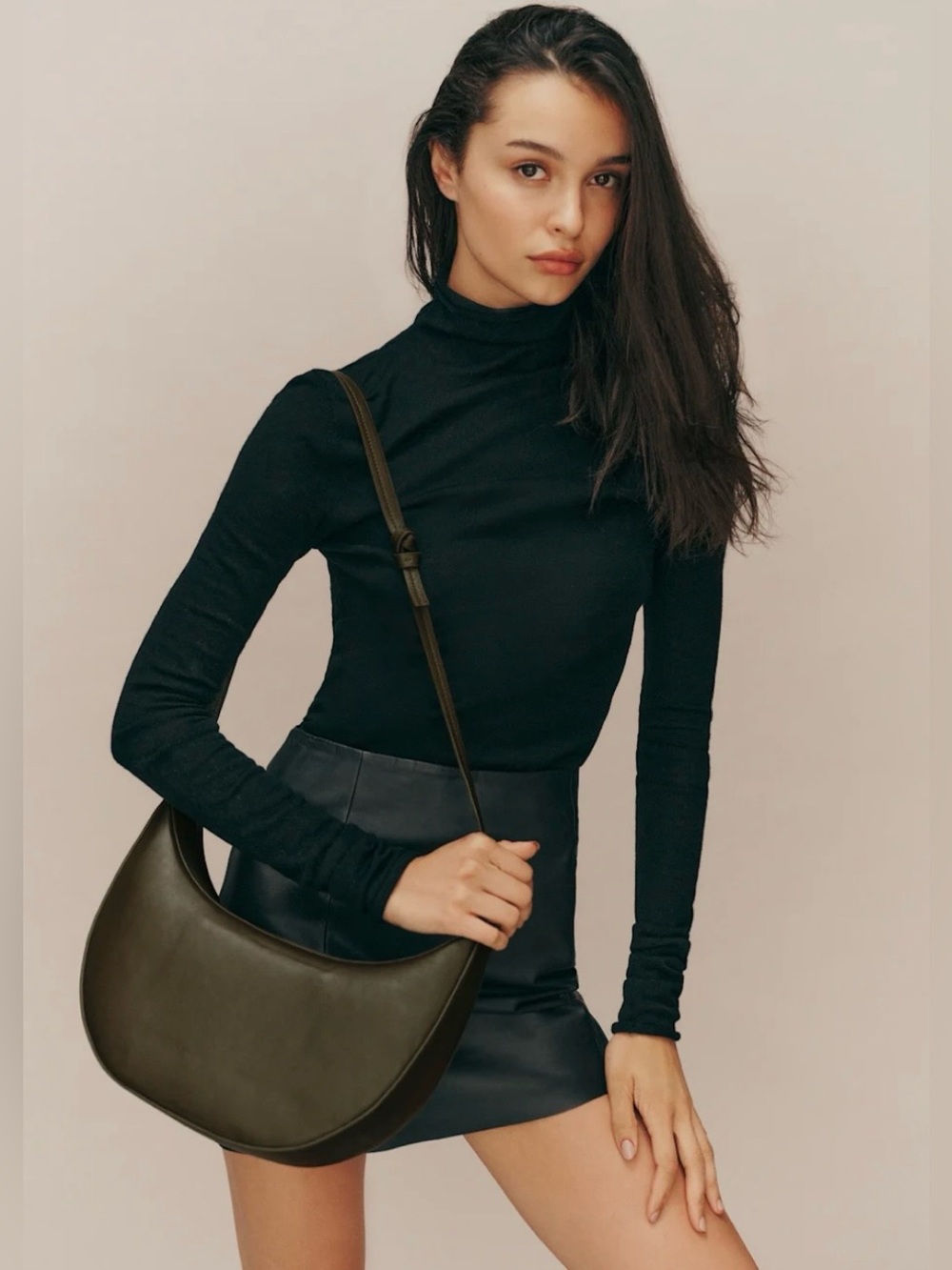 Reformation Medium Rosetta Shoulder Bag - Olive Green - Like New Condition